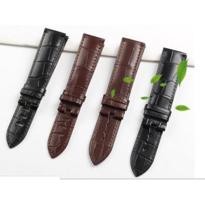 Montblanc万宝龙鳄鱼皮表带适用于万宝龙表带真皮手表带男明星传统时光行者系列 22-20黑色鳄鱼皮-方孔